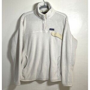 Patagonia Jacket Women's XL Polartec Ash White Snap T Fleece Pullover Outdoors